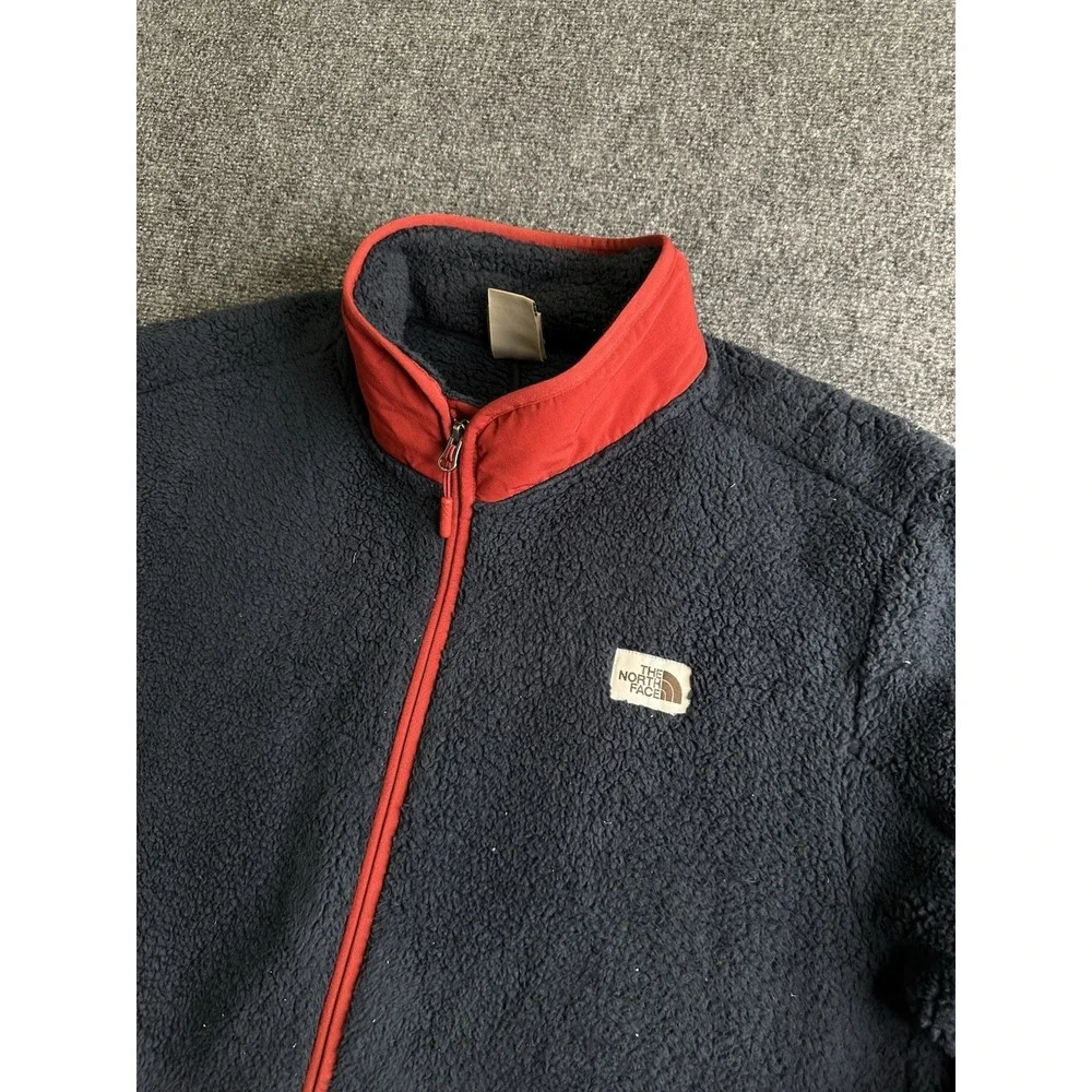 Mens The North Face Sherpa Fleece Jacket Full Zip Navy, Size 2XL